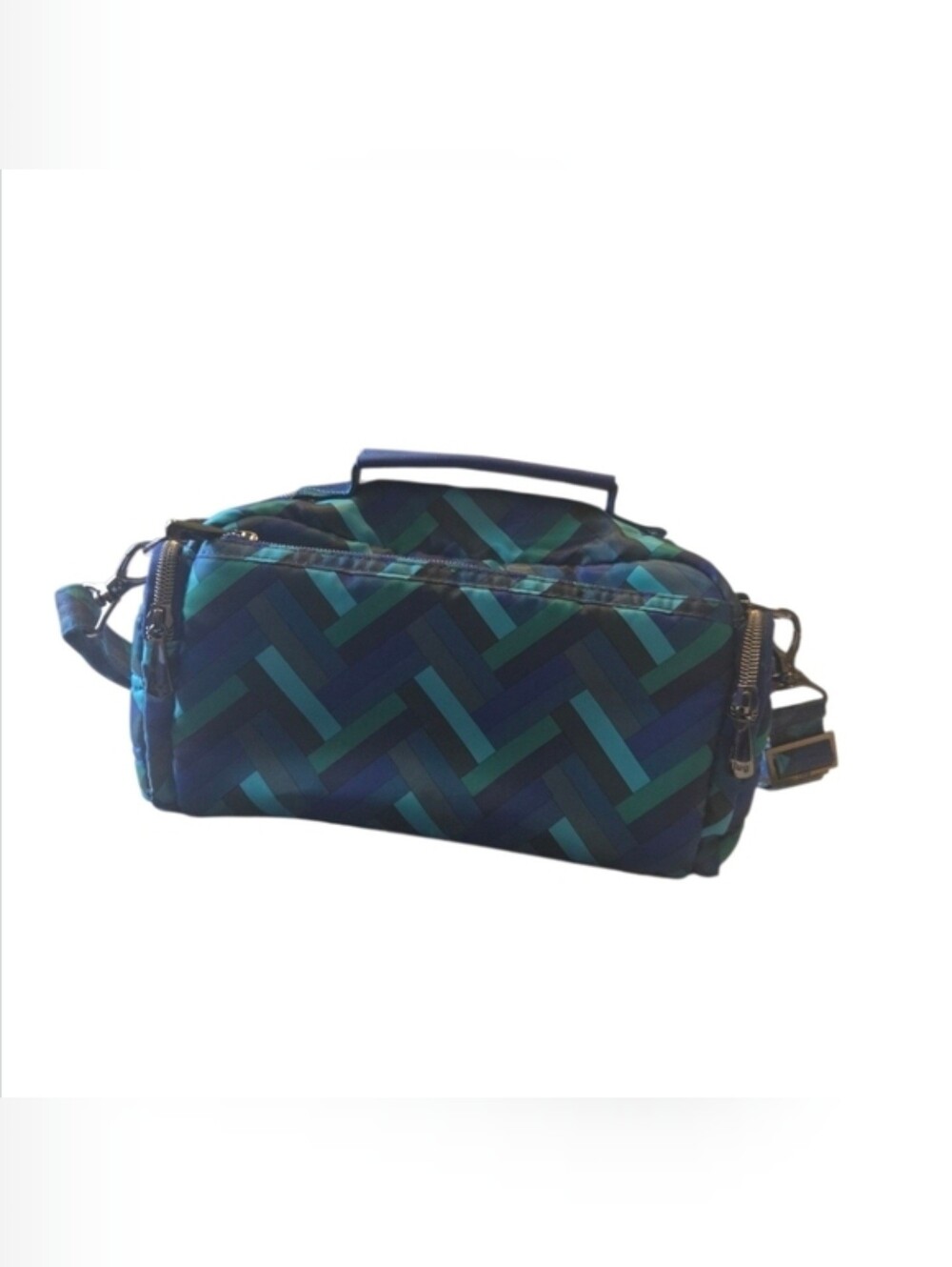 Men's Blue & Teal Geometric Crossbody Bag